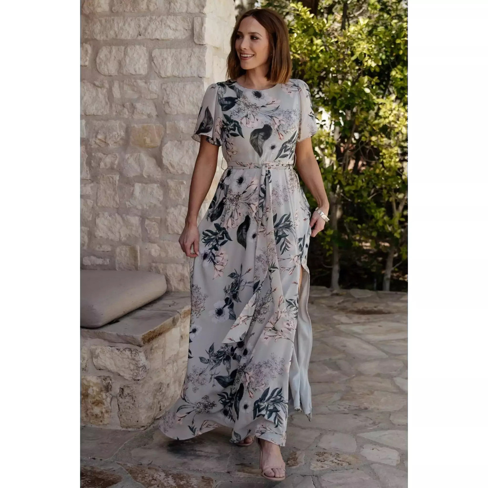 Baltic Born Naomi Short Sleeve Maxi Dress | Pale Blue Floral Size XLXL - Picture 4 of 5